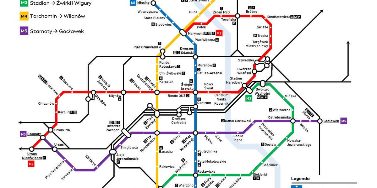 Warsaw Metro Line Map