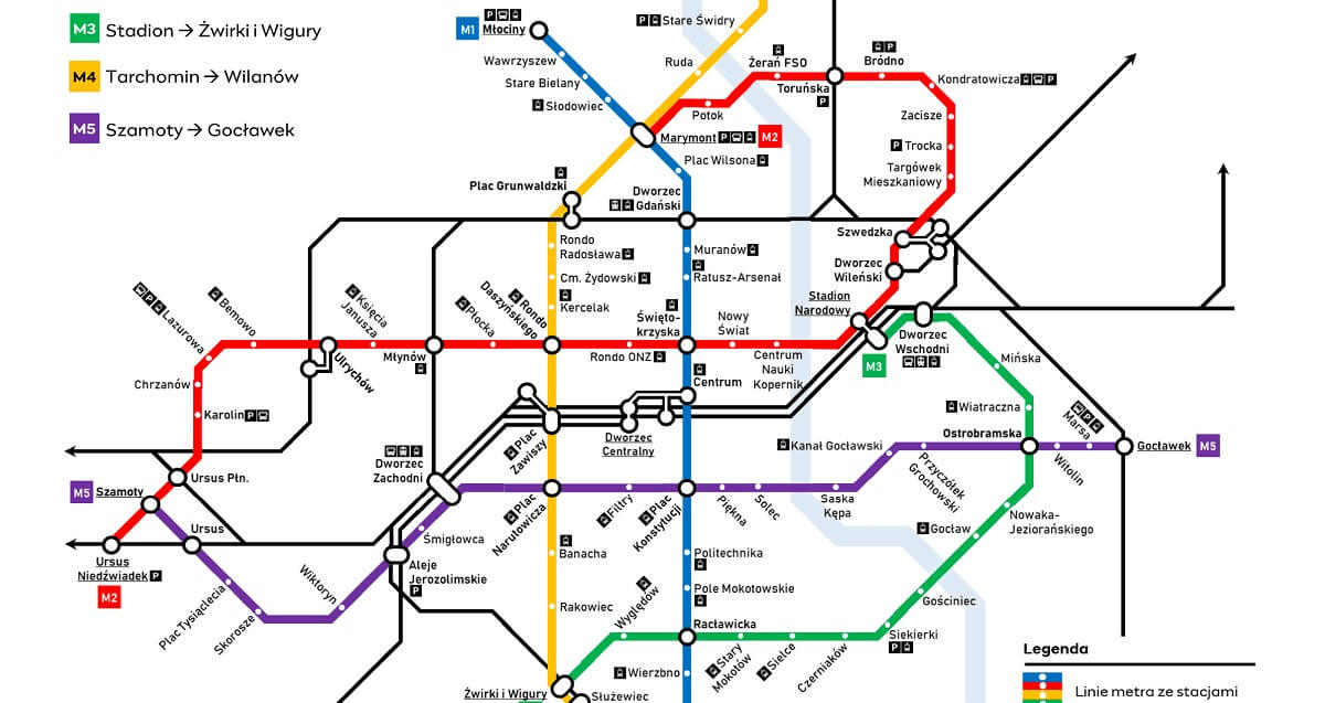 Warsaw Metro Line Map